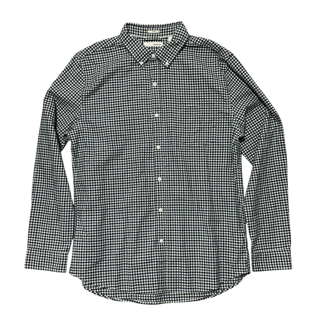 Hawker Rye Mens Slim Fit Gingham Button Down Shirt Green Navy Blue Large